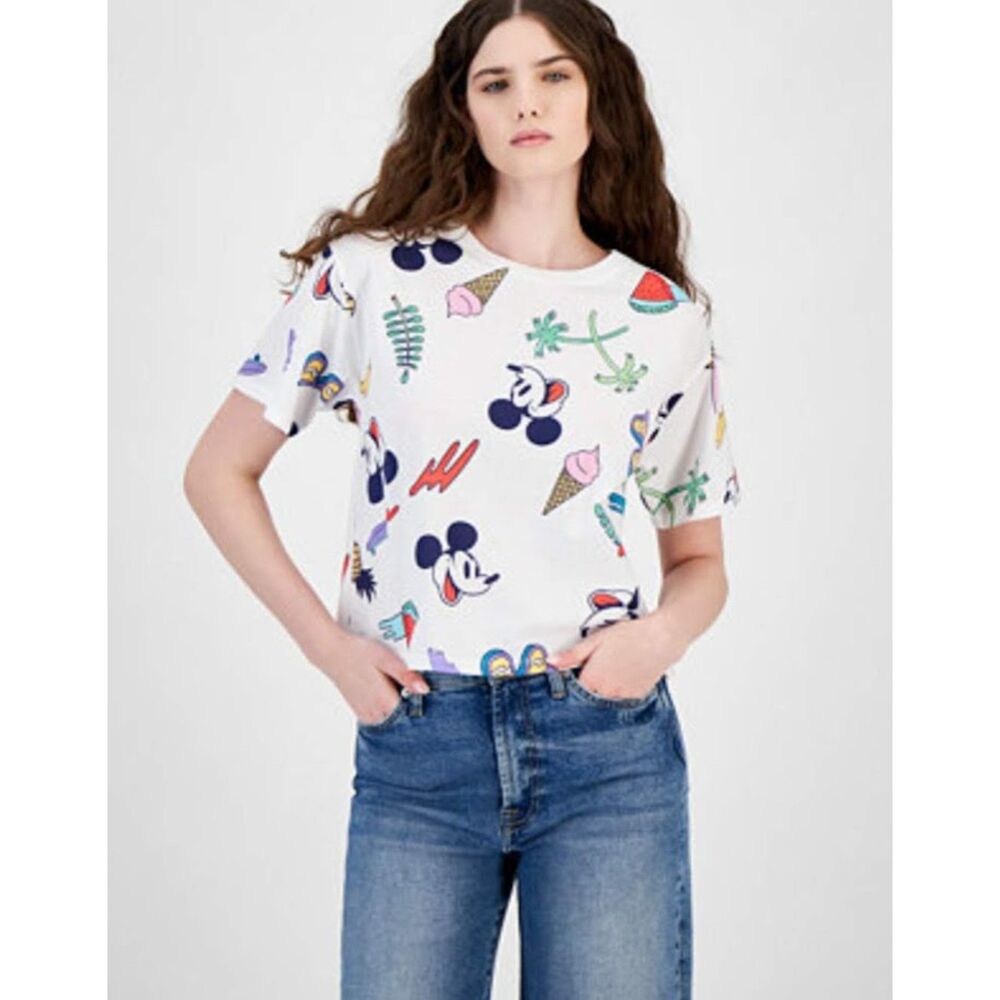 Disney Mickey Mouse Graphic Tee S Crop New w Tags